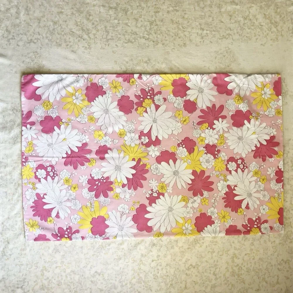 Pls Read Vtg Cannon Monticello Blossom Festival Pink 2 Pillowcases Flower Print